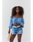 Denim shorts with abrasions, blue 3006 - Online store - Boutique